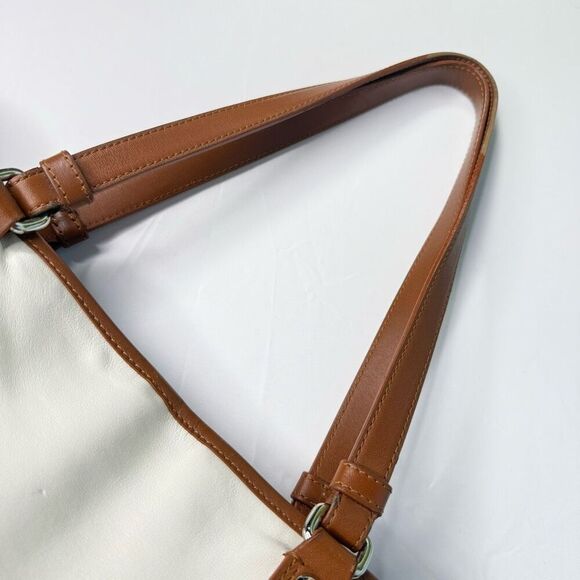 Coach F23683 Leather Legacy Stripe Tote Ivory Navy Brown Shoulder Bag - Picture 6 of 12